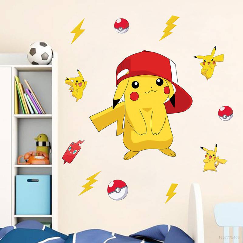 Giấy Dán Tường Bằng PVC Tự Dính Họa Tiết Hoạt Hình pokemon Pikachu Trang Trí Xe Hơi