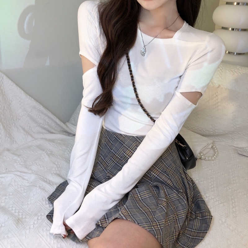 ZHELIHANGFEI Tay áo dài T - áo mỏng trông mỏng manh tính đa năng