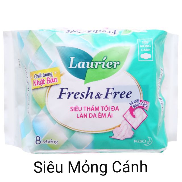 Băng vệ sinh Laurier Fresh and Free siêu mỏng 8 miếng