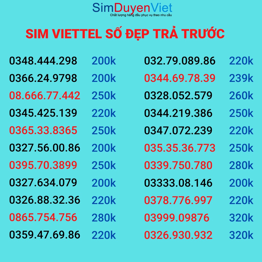 Sim Viettel số đẹp trả trước, Sim 4G nghe mãi mãi đăng ký được V120N gọi miễn phí 4gb/ngày