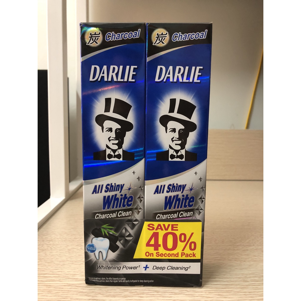 COMBO 2 Tuýt Kem Đánh Răng Darlie Tea Care 160g &amp; Charcoal Clean 140g.