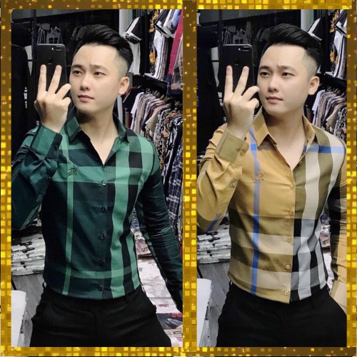 Sơ Mi Nam Kẻ Dài Tay, Sơ Mi bbr Nam Chất Liệu Lụa 3D Chống Nhăn
