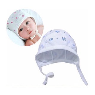 Mũ sơ sinh tròn nón có dây buộc cho bé sơ sinh thoáng mát giữ ấm bảo vệ trẻ MU01