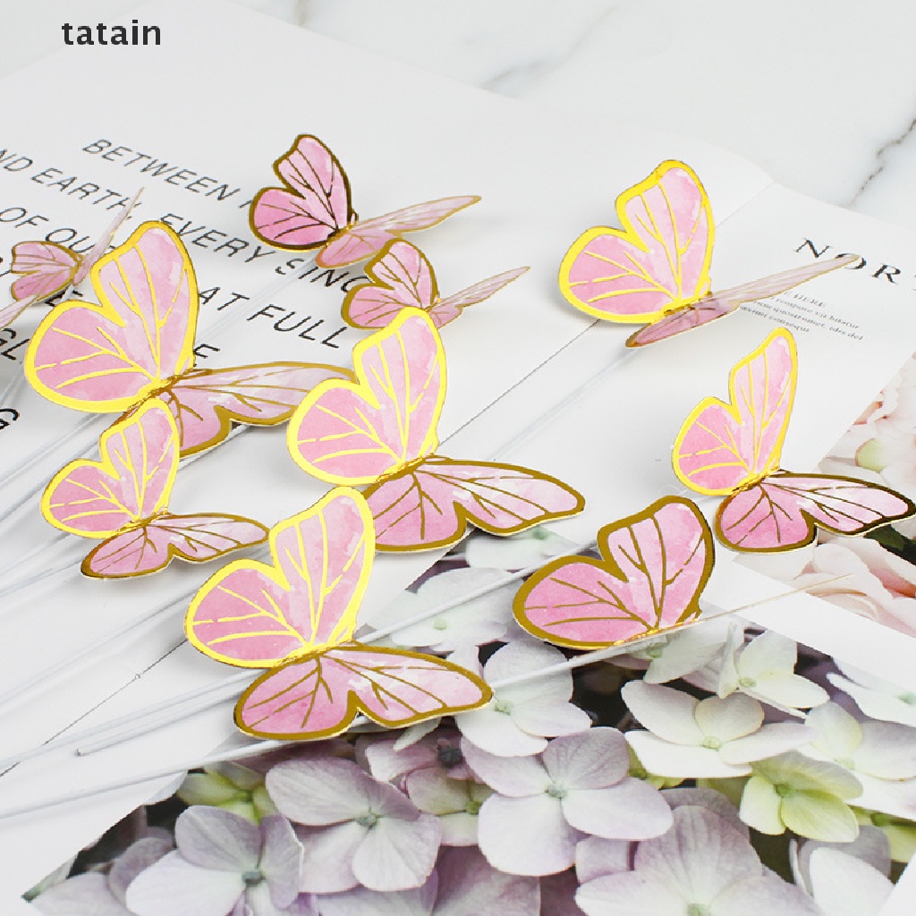 [TAT] 10Pcs/Set Butterfly Cake Toppers Wedding Party Baking Supplies Birthday Cakes CVX