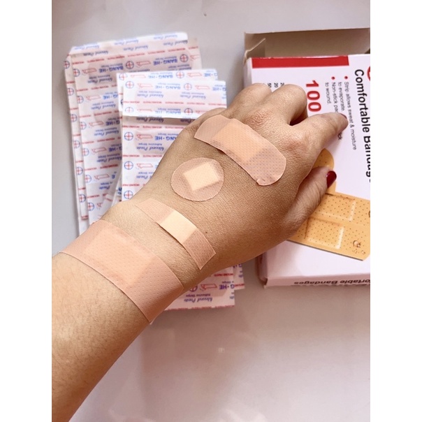 Hộp 100 Miếng Băng Keo Cá Nhân Nhiều Kích Thước