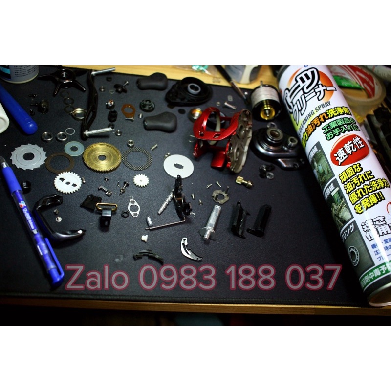 Vệ sinh máy câu, nước rửa bạc đạn, linh kiện máy câu