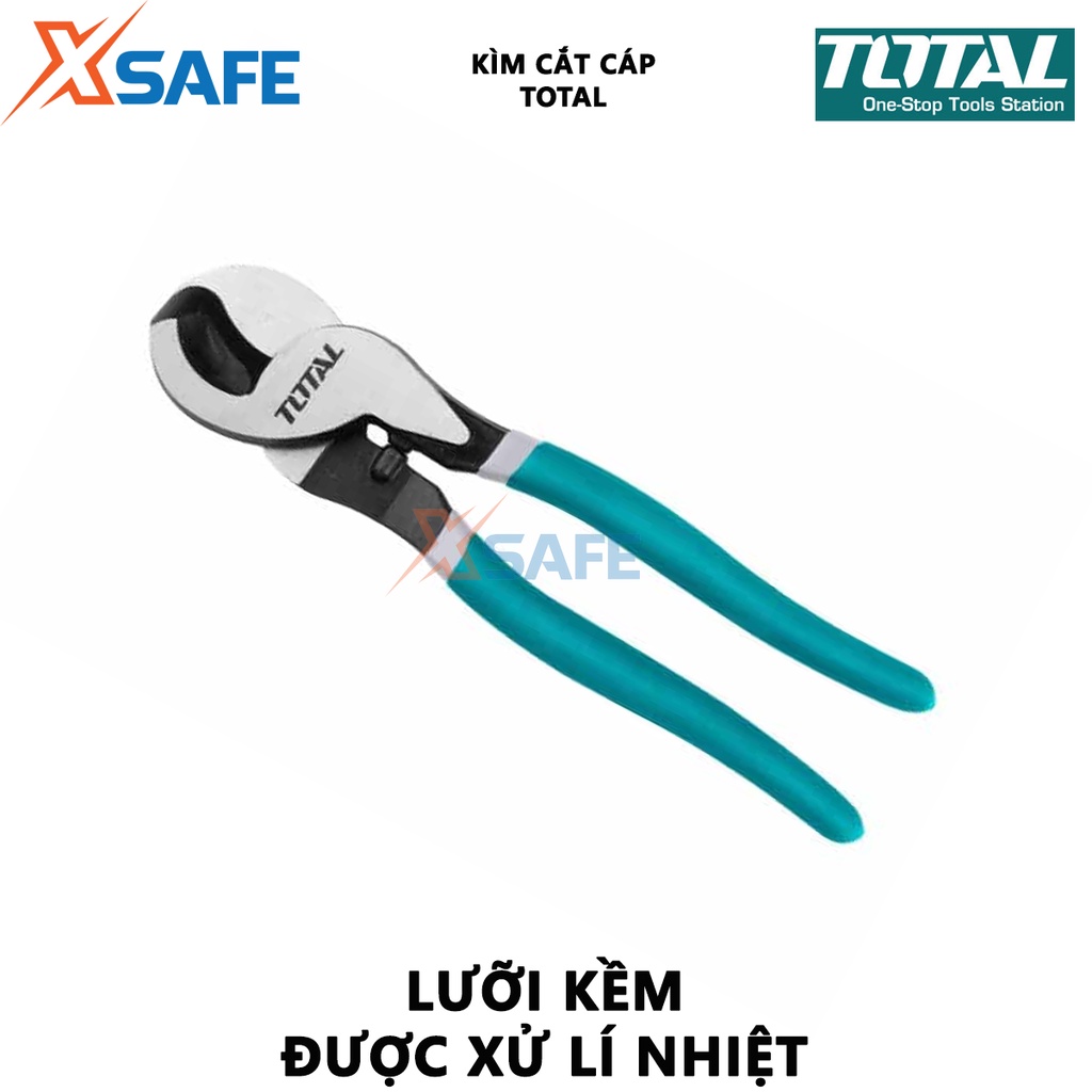 Kìm cắt cáp điện TOTAL Kềm cắt thép carbon 55# đen bóng, gồm 3 size 6-8-10 inch, dùng cắt dây điện, cáp đồng, dây cáp