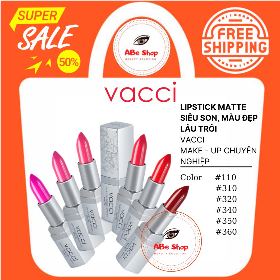 Thanh Lý SON LÌ VACCI CAO CẤP LÂU PHAI - VACCI LIPSTICK MATTE ( hàng LỖI do vẫn chuyển )