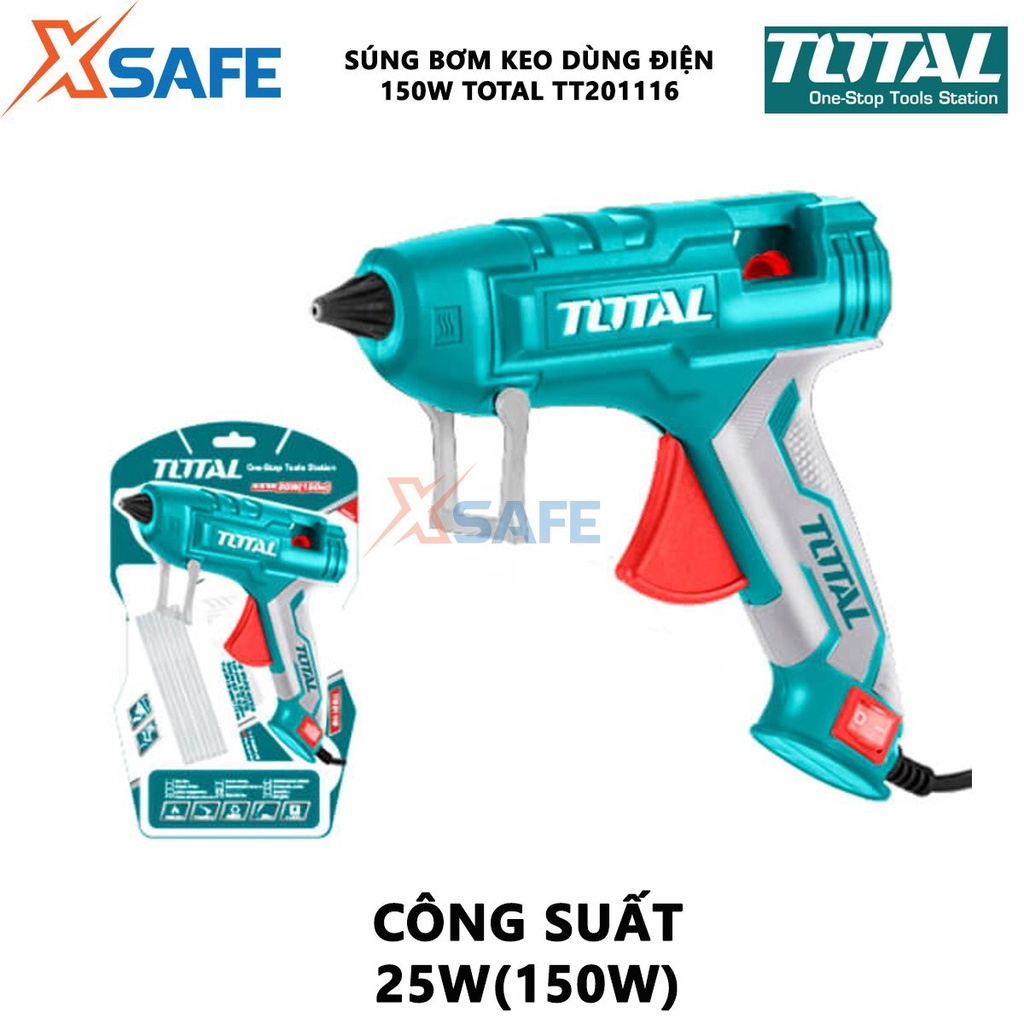 Súng bắn keo nến dùng điện Total TT201116 Súng bơm keo silicon Khả năng dán 15-20g/phút nhỏ gọn, tiện lợi, tay cầm chắc