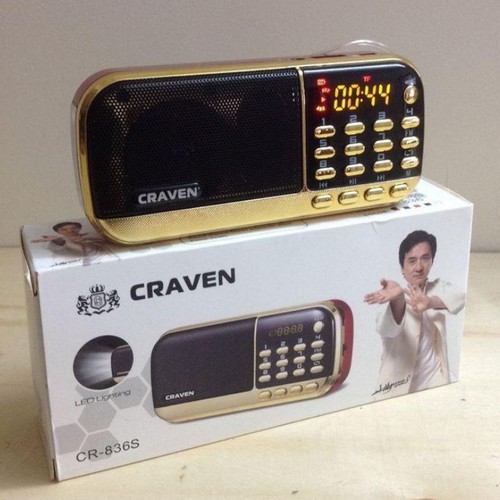 Loa Craven CR-836S , 836S Nghe Nhạc Thẻ Nhớ, USB, FM Chính Hãng Có Đèn PIN, Cắm Tai Nghe