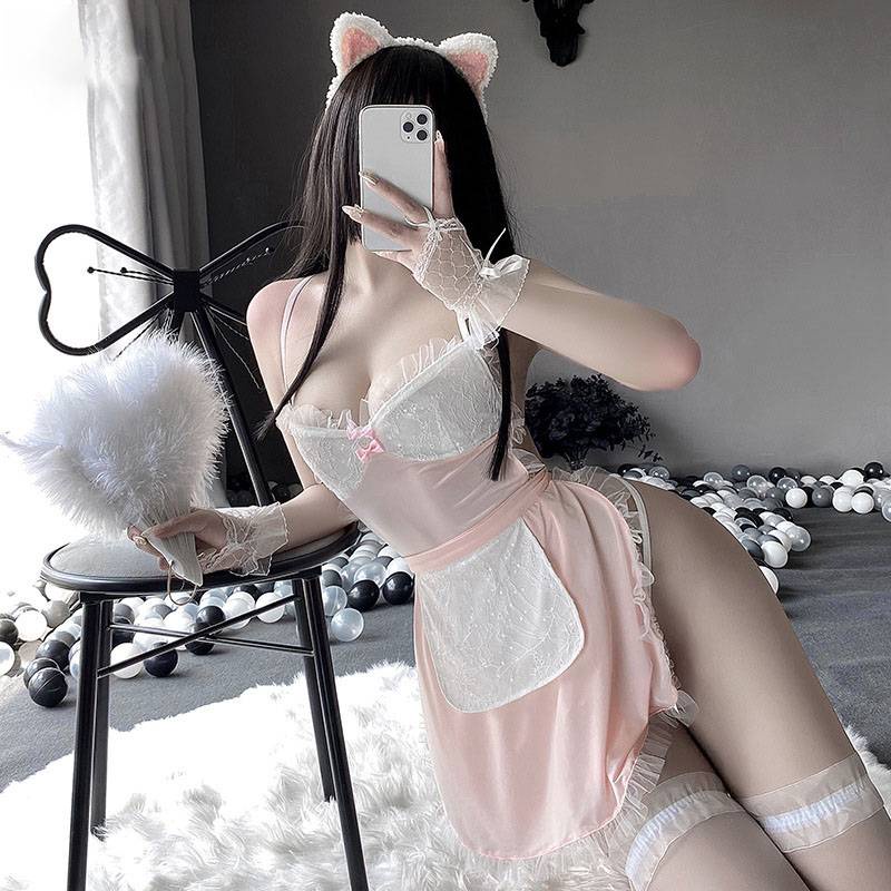 Bộ đồ ngủ hóa trang cô hầu gái phối ren cổ chữ V khoét sâu gợi cảm cho nữ | BigBuy360 - bigbuy360.vn