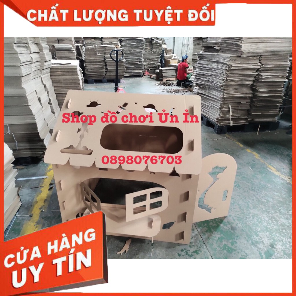 [Size lớn] Nhà bìa carton lắp ghép ❤️ nhà bìa lắp ghép cho bé (tặng đèn led &amp; có ship hỏa tốc)