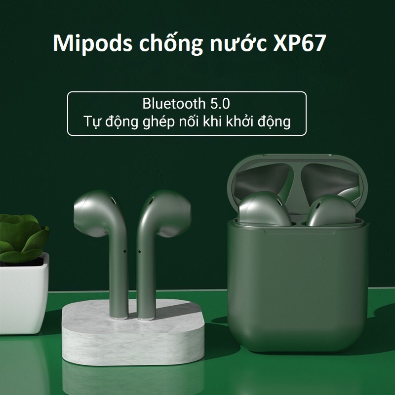 [𝘽𝙖̉𝙣 𝙉𝙖̂𝙣𝙜 𝘾𝙖̂́𝙥] Tai Nghe Bluetooth Không Dây MiPod V88 Sơn Kim Loại - Chống ồn- Chống nước - Có Micro