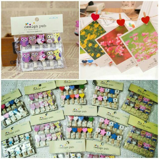 Set 10 kẹp gỗ hình ngộ nghĩnh