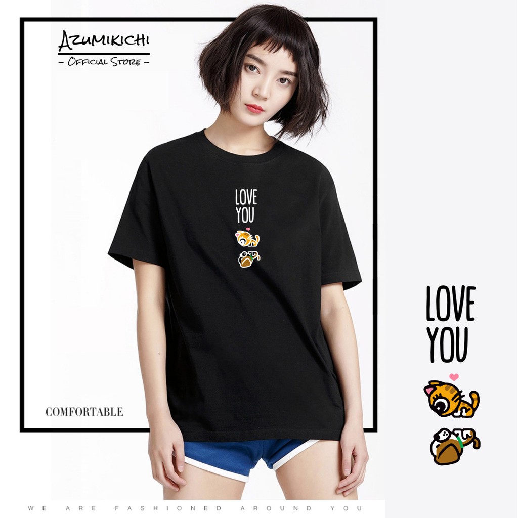 Áo thun tay lỡ bigsize Japanese Streetwear AZUMIKICHI, áo thun form rộng oversize LOVE YOU