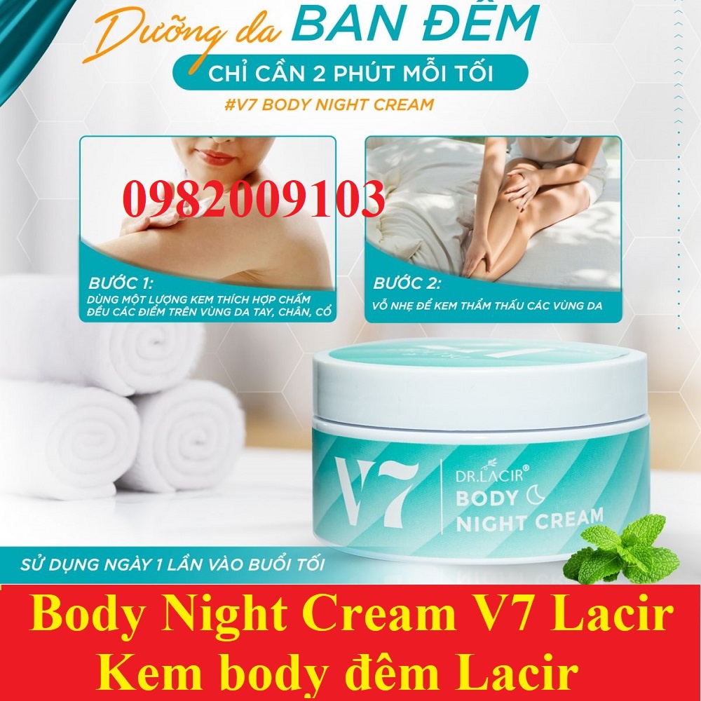 Kem Body Đêm V7 Drlacir ,Kem Tắm Trắng Da V 7 DR LACIR Bông Bưởi,giúp da sáng mịn,trắng sáng giữ ẩm ngăn ngừa lão hóa