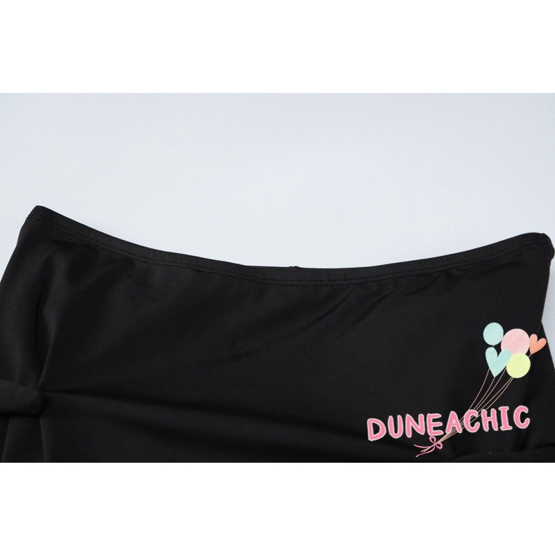 DUNEA Set đồ gồm áo thun tay dài phối chân váy lưng cao thời trang xinh xắn cho nữ