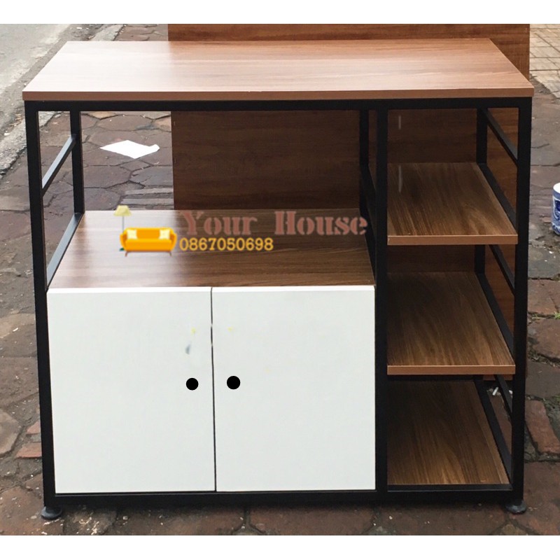 Kệ Lò Vi Sóng, Kệ Để Đồ Nhà Bếp Khung Sắt Mặt Gỗ YOUR HOUSE Siêu Bền Đẹp