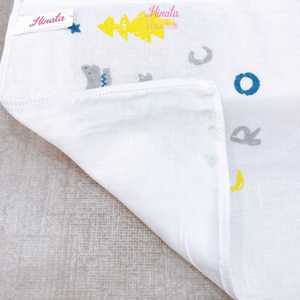 Set 5 Khăn gạc cho bé HINATA - 100% cotton, họa tiết dễ thương , mềm min an toàn cho da em bé KG05