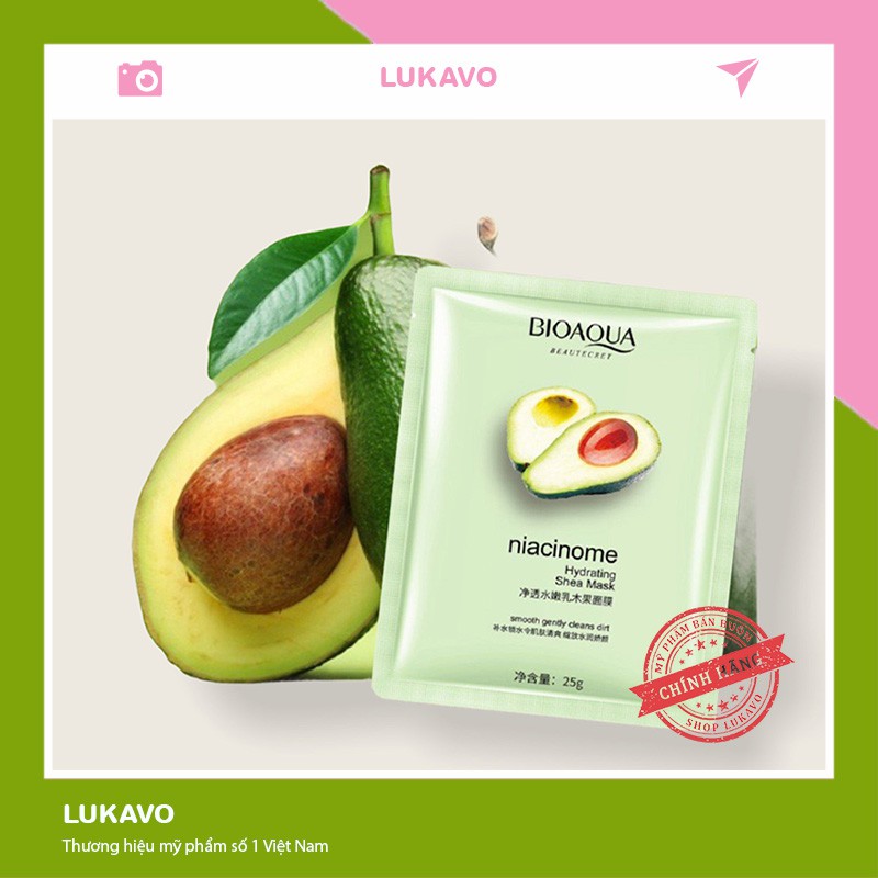 Mặt Nạ 🥑𝑭𝒓𝒆𝒆𝒔𝒉𝒊𝒑🥑 Mask Quả Bơ Bioaqua Niacinome Hydrating Shea - Mask Giữ Ẩm Cấp Nước Trắng Da CS42