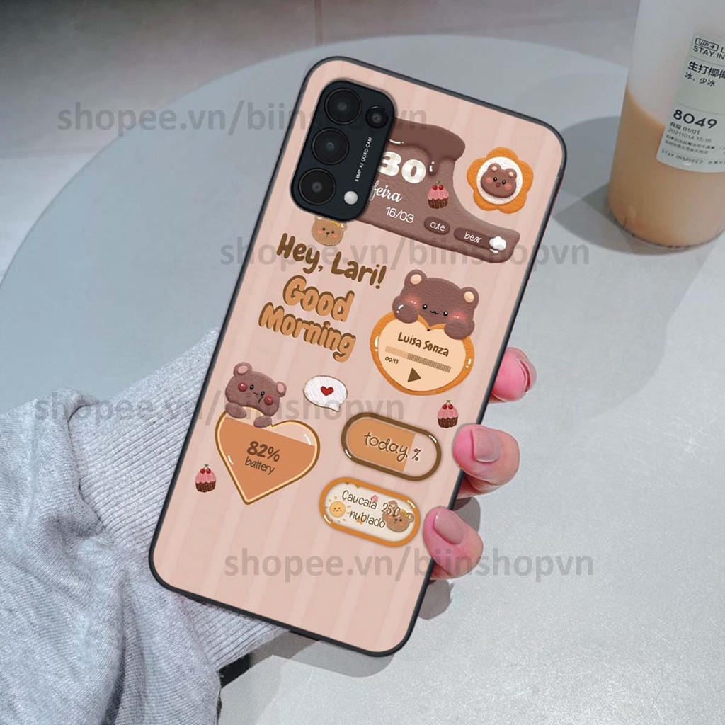 Ốp Oppo Reno5 4G / Reno5 5G / Reno 5 in 3D icon gấu nổi siêu xinh, siêu đáng yêu, cá tính phong cách