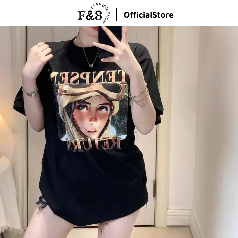 Áo thun tay lỡ unisex CÔ GÁI TENPSEN RETURN - Áo phông F&amp;S nam nữ form rộng cho cặp đôi phong cách hàn quốc