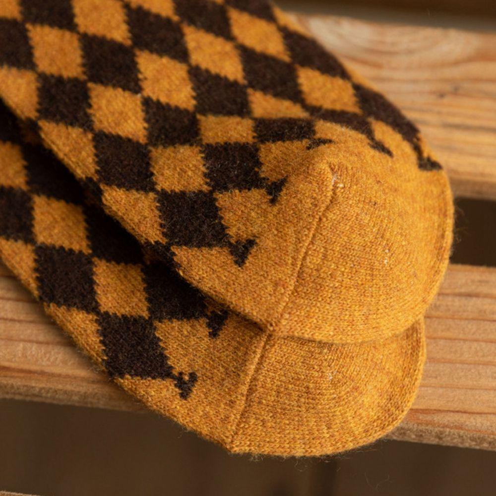 AROMA Đôi Vớ Dày Mềm Mại Họa Tiết Kẻ Ô Retro Dành Cho Nữ