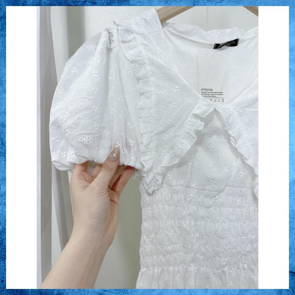 [Cao Cấp] Váy Nữ Hoa Ren Cổ Bẻ Cao Cấp Đầm Hoa Chất Thô Hoa Dệt Nổi Lót Cotton Siêu Xinh | BigBuy360 - bigbuy360.vn