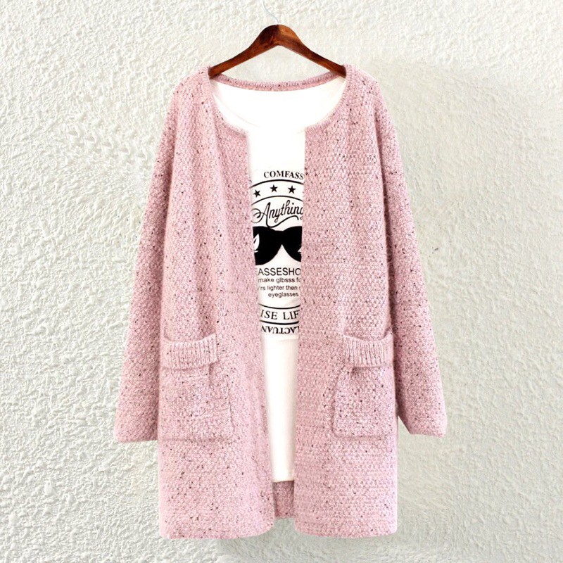 Áo khoác dạ tweed nữ dáng dài 2 túi K34