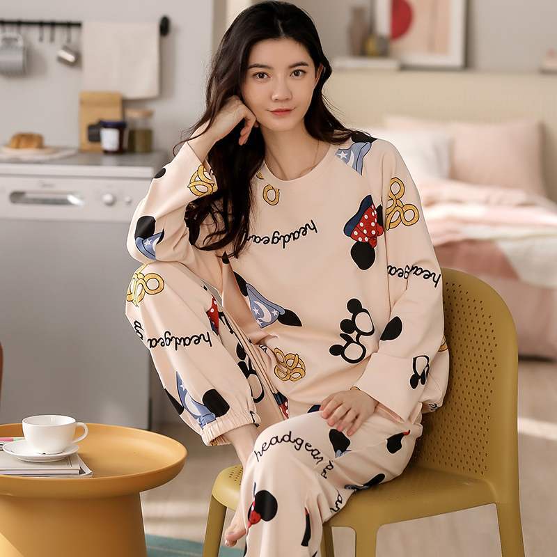Bộ đồ ngủ nữ dài tay, pijama, quần áo mặc ở nhà thu đông xuân cotton thông thoáng kèm ảnh thật QA02