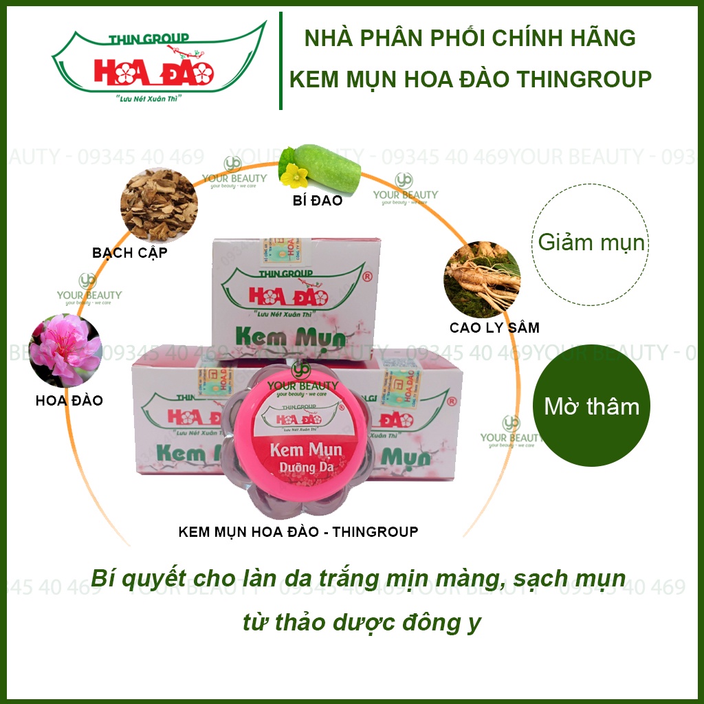 Combo sỉ 5 hộp kem mụn dưỡng da Hoa Đào Thingroup 8g chính hãng