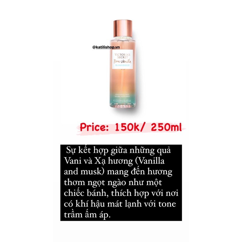 [HÀNG THÁI] Xịt thơm Body Mist Victoria's Secret Bare Vanilla Sunkissed | BigBuy360 - bigbuy360.vn
