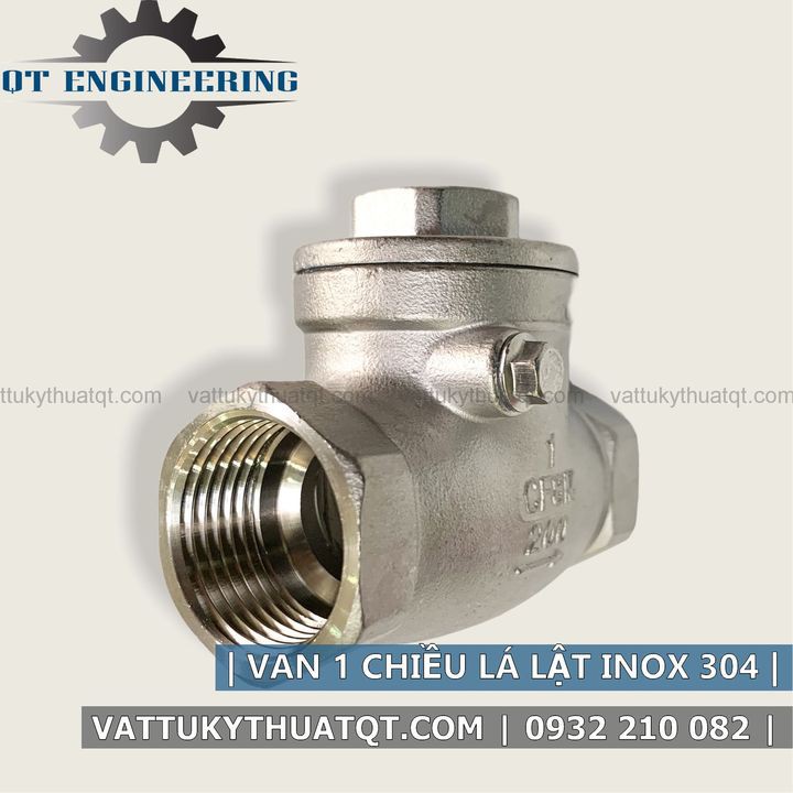 Van 1 Chiều Lá Lật Inox 304 | Nối Ren | DN15, DN20, DN25