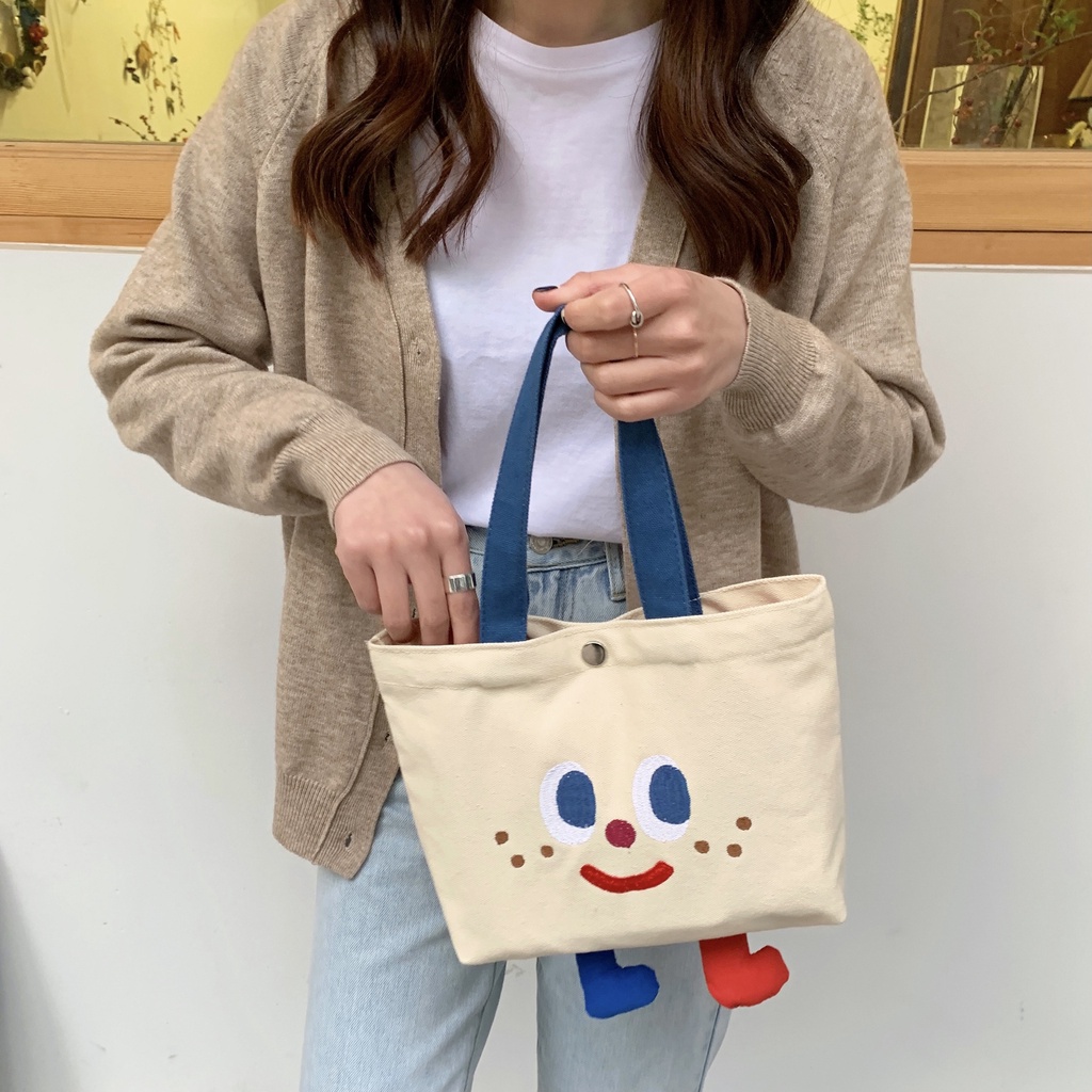 Túi Vải Canvas Đựng Cơm Trưa Xách Tay / Chân Nhỏ Mềm Mại Dễ Thương
