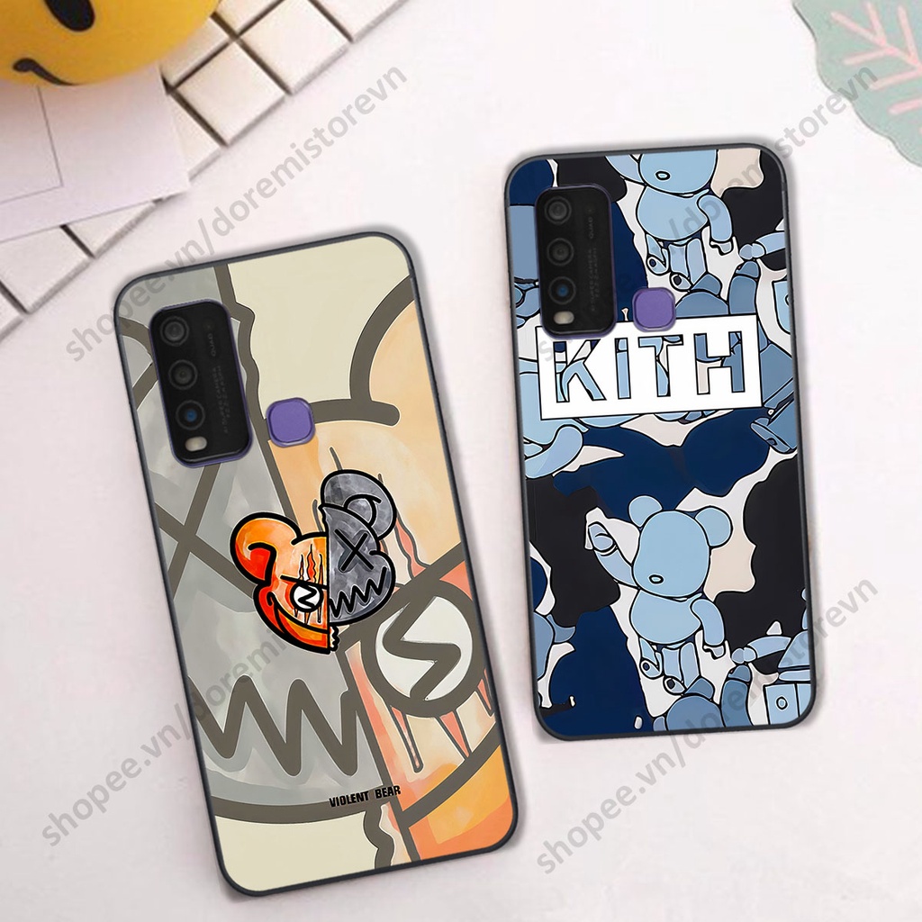 Ốp lưng Vivo Y30 / Y50 hình kaws, kith, bear brick nổi 3D phong cách độc đáo