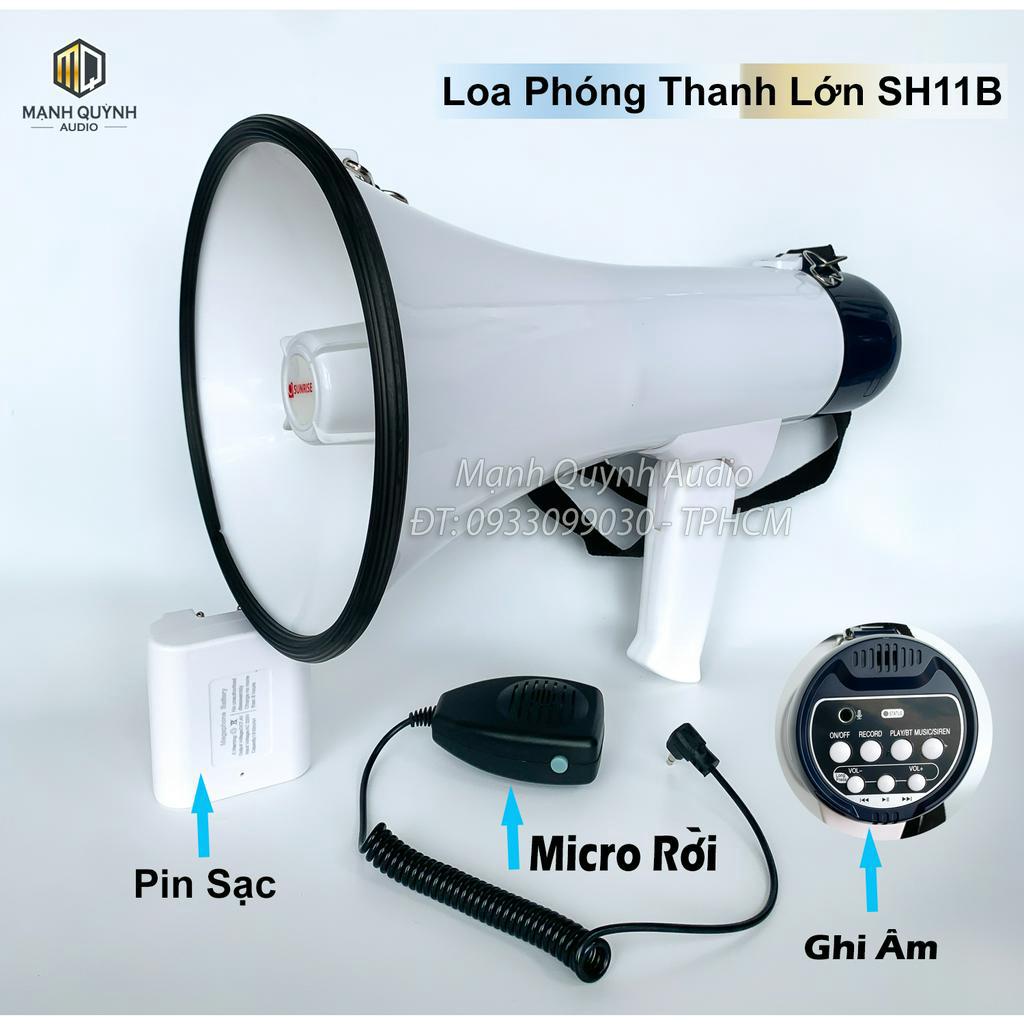 Loa Phóng Thanh SH11B Công Suất Lớn, Có Micro Rời, Ghi Âm Tích Hợp, Còi Hú Báo Động