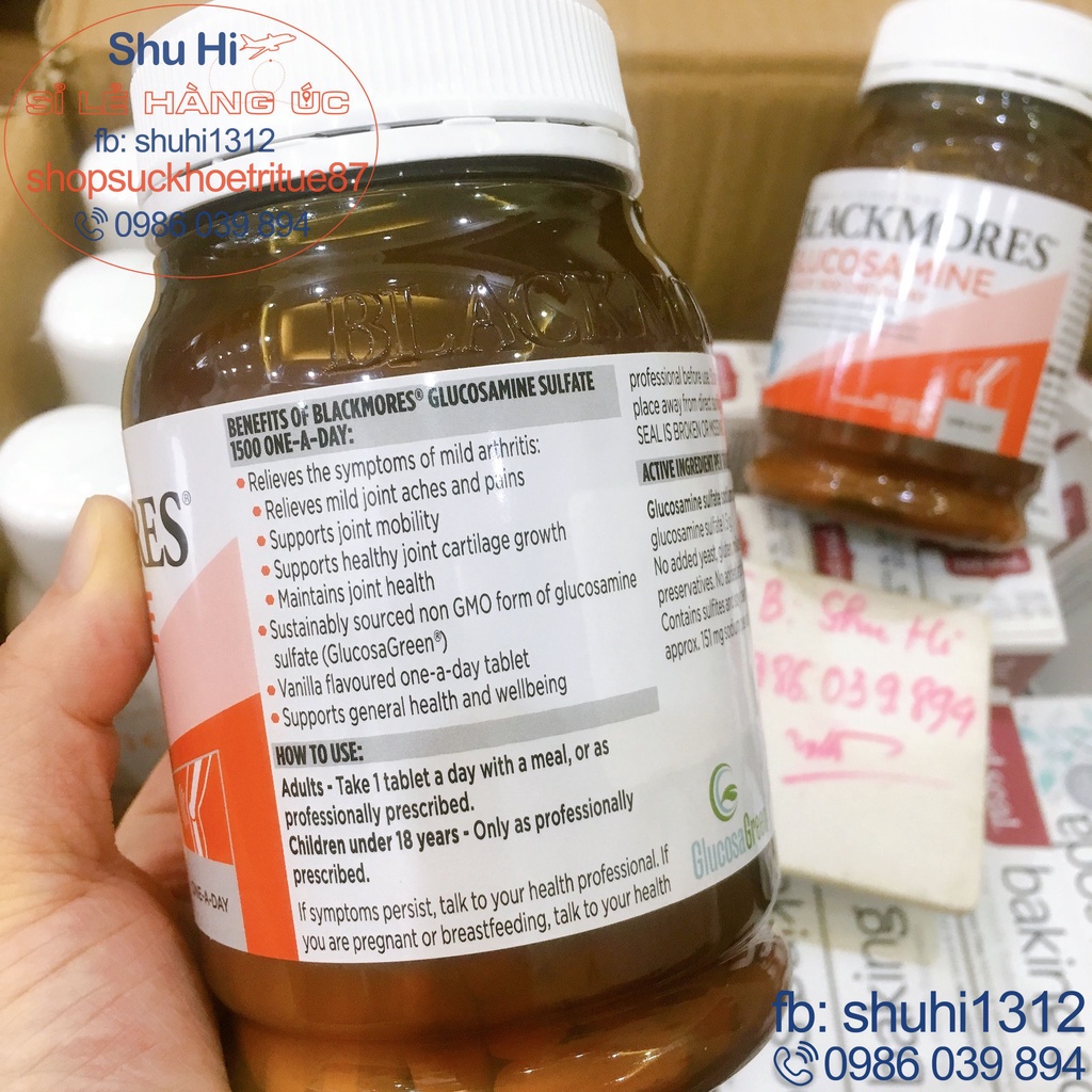 Viên uống hỗ trợ xương khớp glucosamin úc, blackmores glucosamine sulfate 1500mg one a day 150 viên, 180 viên