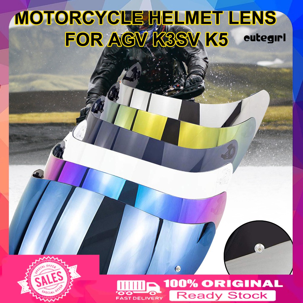 CUTE_Motorcycle Full Face Helmet Goggles Lens Visor with Pin Lock for AGV K1 K3SV K5