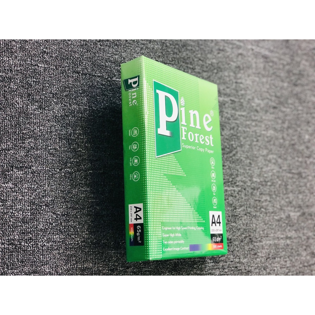 Giấy photo Pine  A4 ĐL 65g/m2 Phục vụ cho in ấn tốc độ cao và khối lượng lớn