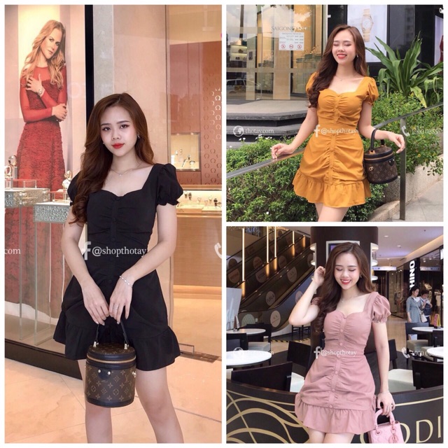 Đầm nhúng eo nút bọc đẹp hết nấc ạ D¥V