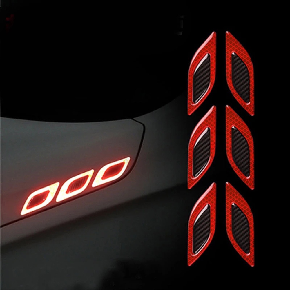 Set 6 Dải Dán Phản Quang 3d Cảnh Báo An Toàn Bằng Sợi Carbon Chống Va Chạm Cho Xe Hơi / Xe Tải