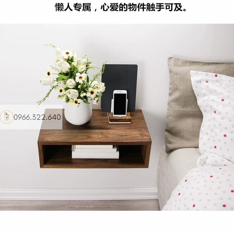 Bàn treo tường tủ kệ gỗ tab đầu giường thông minh nhỏ gọn tiện lợi giá rẻ treo vít âm tường dễ dàng lắp ghép