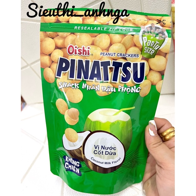 Snack Nhân Đậu Phộng Oishi Pinattsu Vị Mực Cay/Vị Cốt Dừa 95G