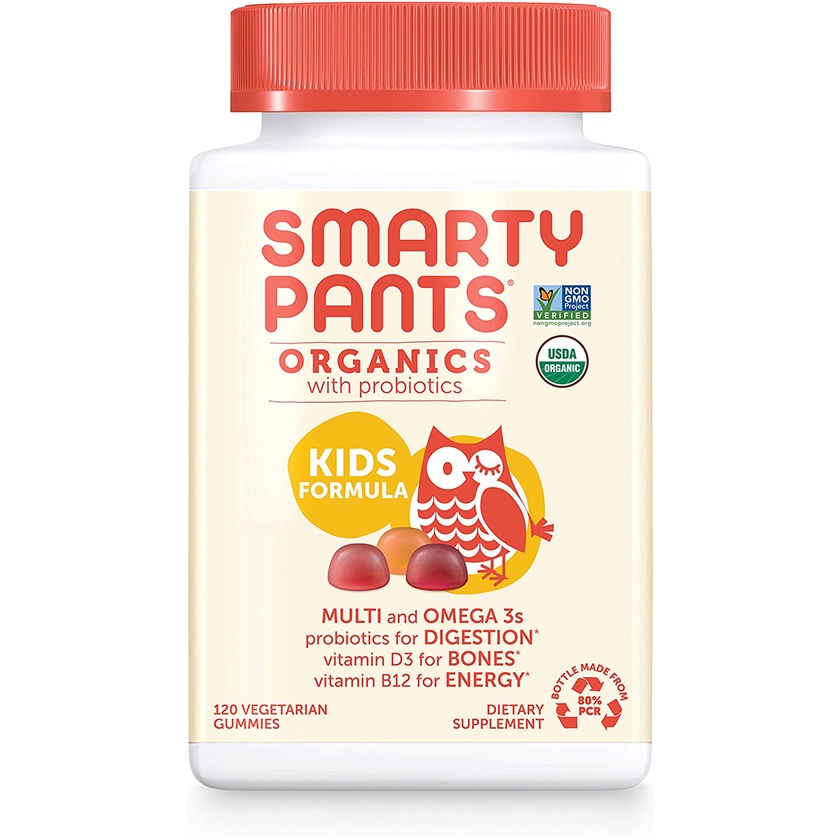 Kẹo dẻo cho bé Smarty Pants Daily Organic Gummy Kids Multivitamin Probiotic 120 viên