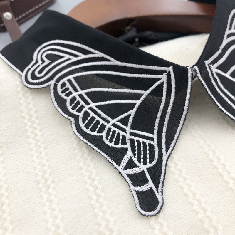 Cổ Áo Rời Cổ Bẻ Giả Thêu Họa Tiết Xinh Xắn Thời Trang Cho Nữ