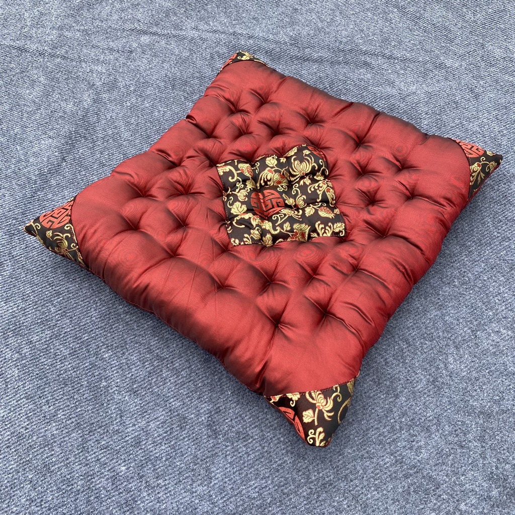 Đệm Ngồi Bệt HOMIES Vải Gấm Bóng Thêu Vi Tính Cao Cấp - Kích Thước 40cm x 40cm x 5cm