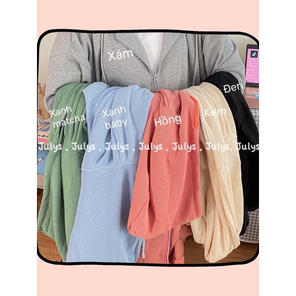 Áo khoác hoodie nỉ tăm dáng rộng (ảnh thật shop chụp kèm video) | BigBuy360 - bigbuy360.vn