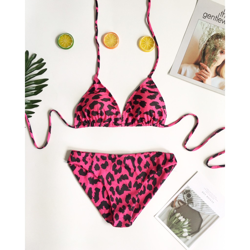 Bikini tam giác da beo hồng ( kèm hình thật)