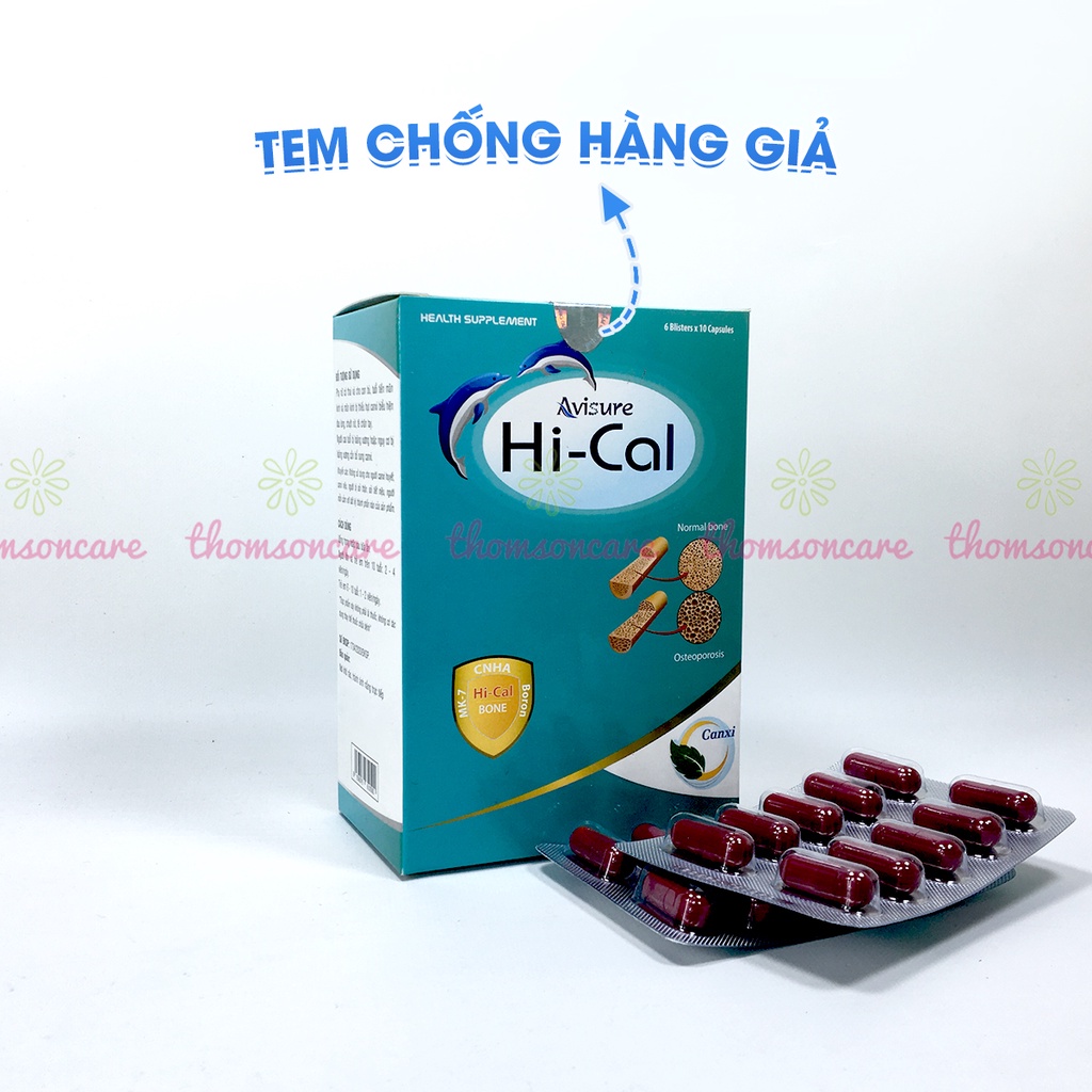 Bổ sung Canxi Nano dạng hữu cơ cho bà bầu và cho con bú, giảm tê tay chân - Avisure Hical Hộp 60 viên