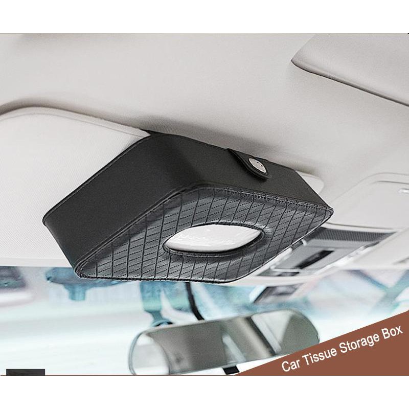 Hộp Đựng Khăn Giấy Bằng Da PU Gắn Tấm Chắn Nắng Xe Hơi